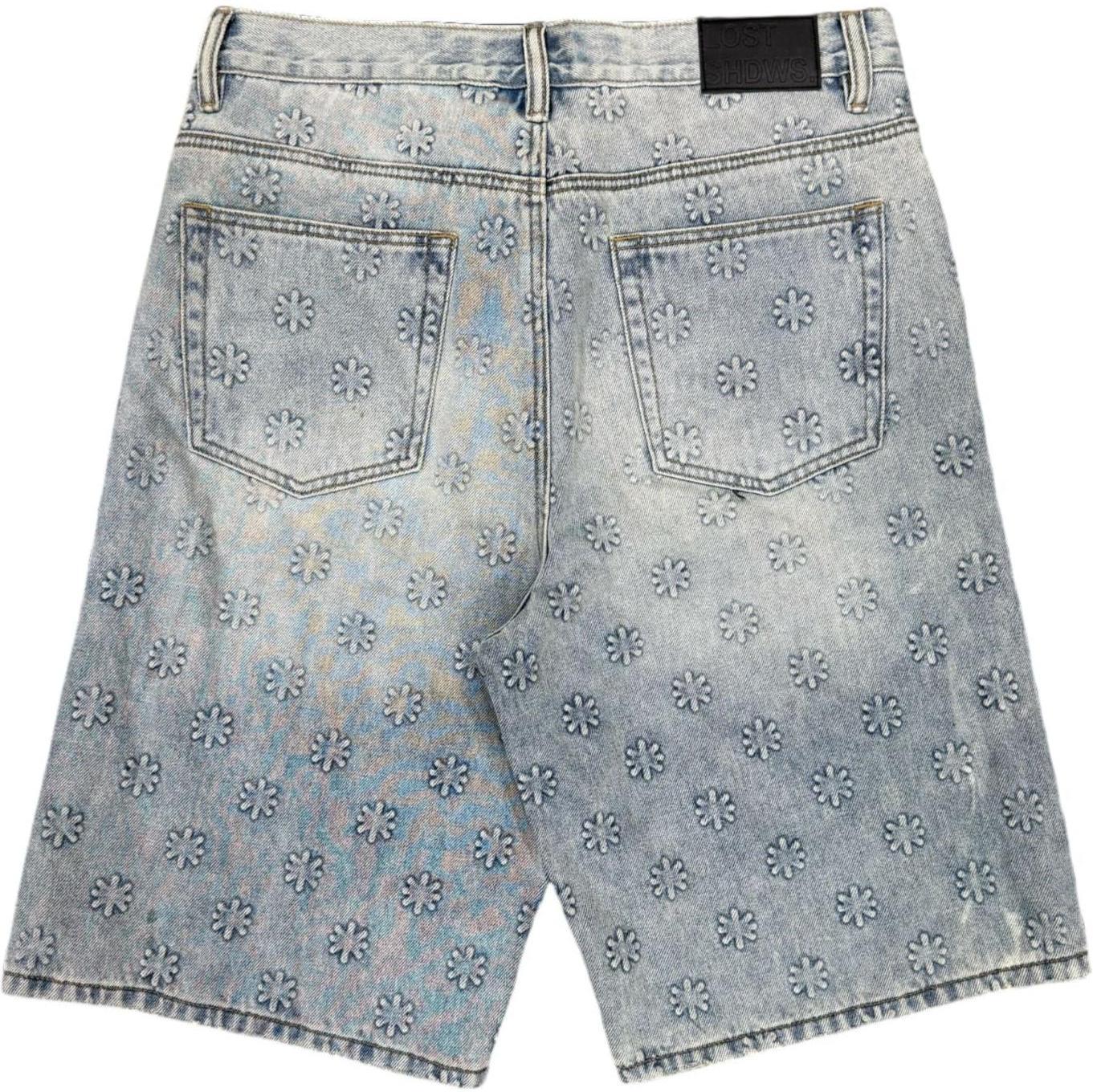 LostShdws Embossed Jean Shorts Blue