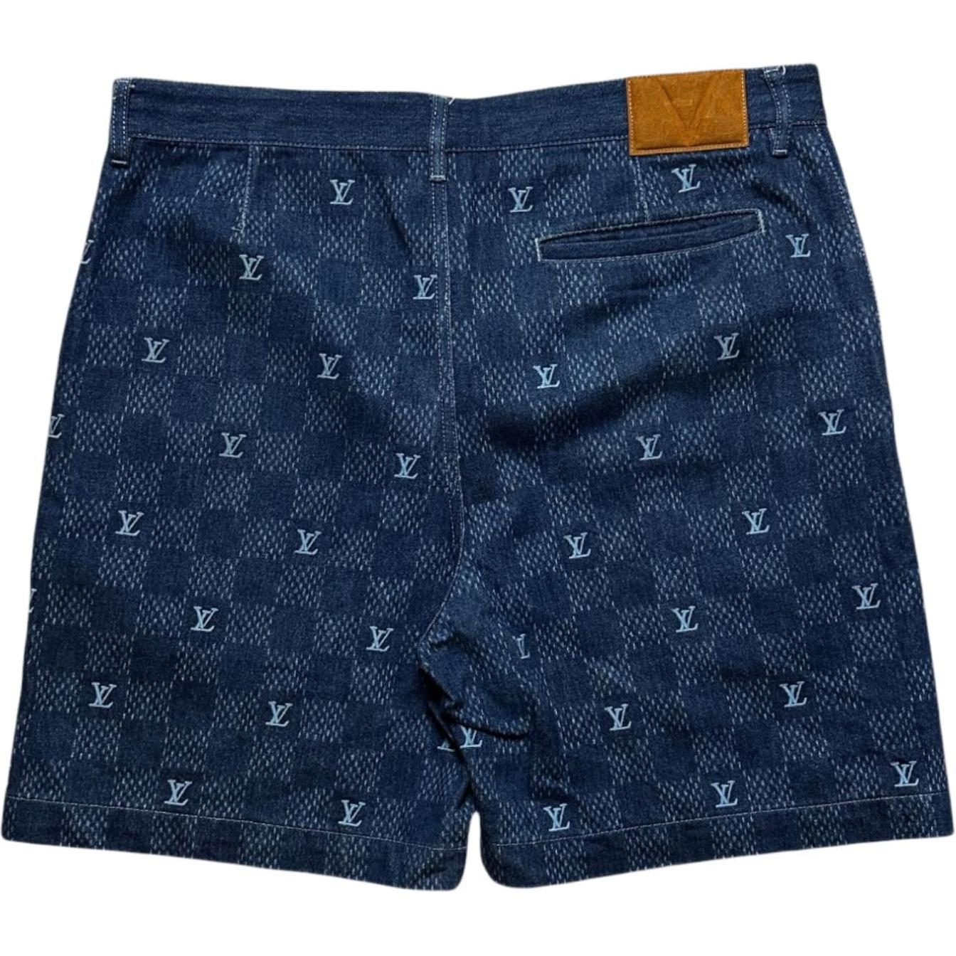 Louis Vuitton Embroidered Damier Denim Shorts
