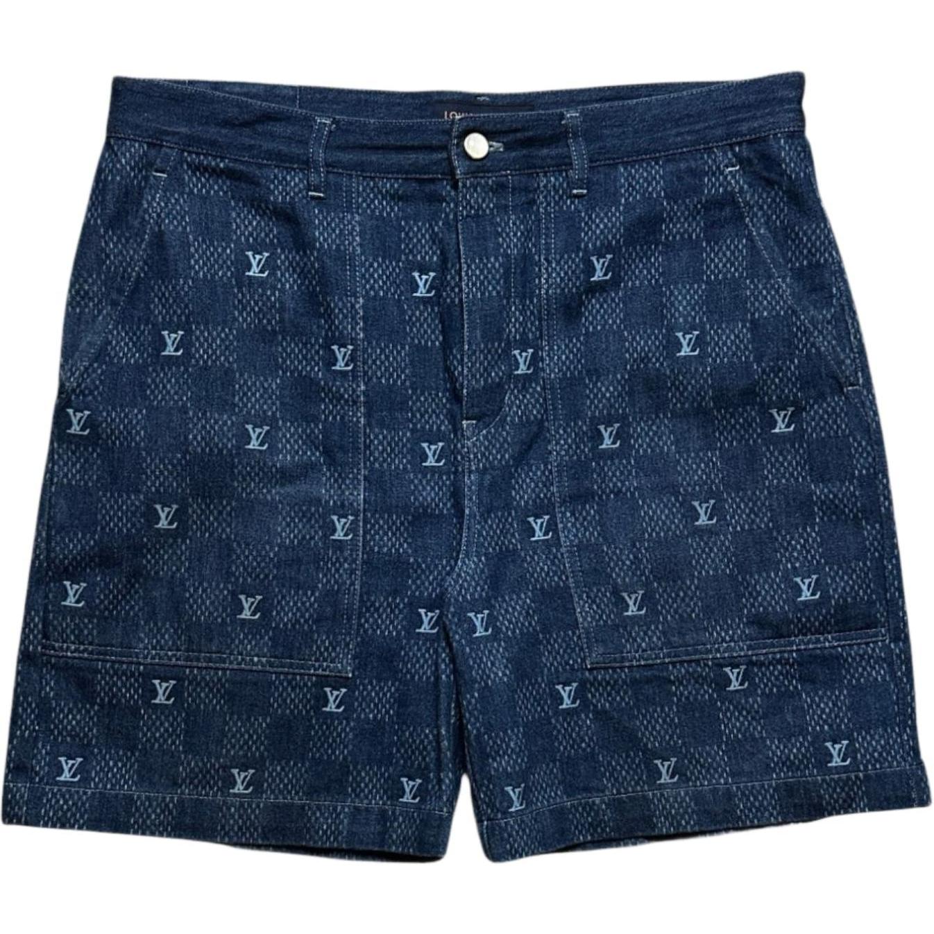 Louis Vuitton Embroidered Damier Denim Shorts