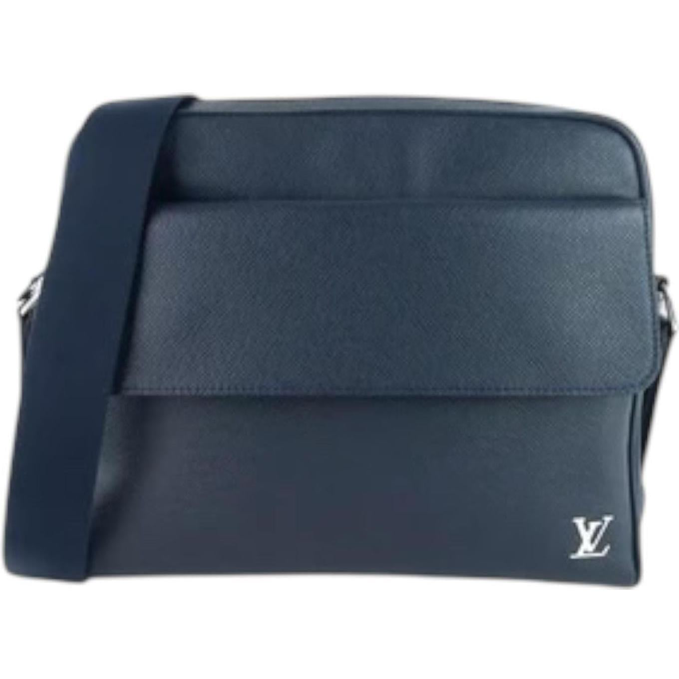 Louis Vuitton Taiga Alex Leather Messenger Bag Navy