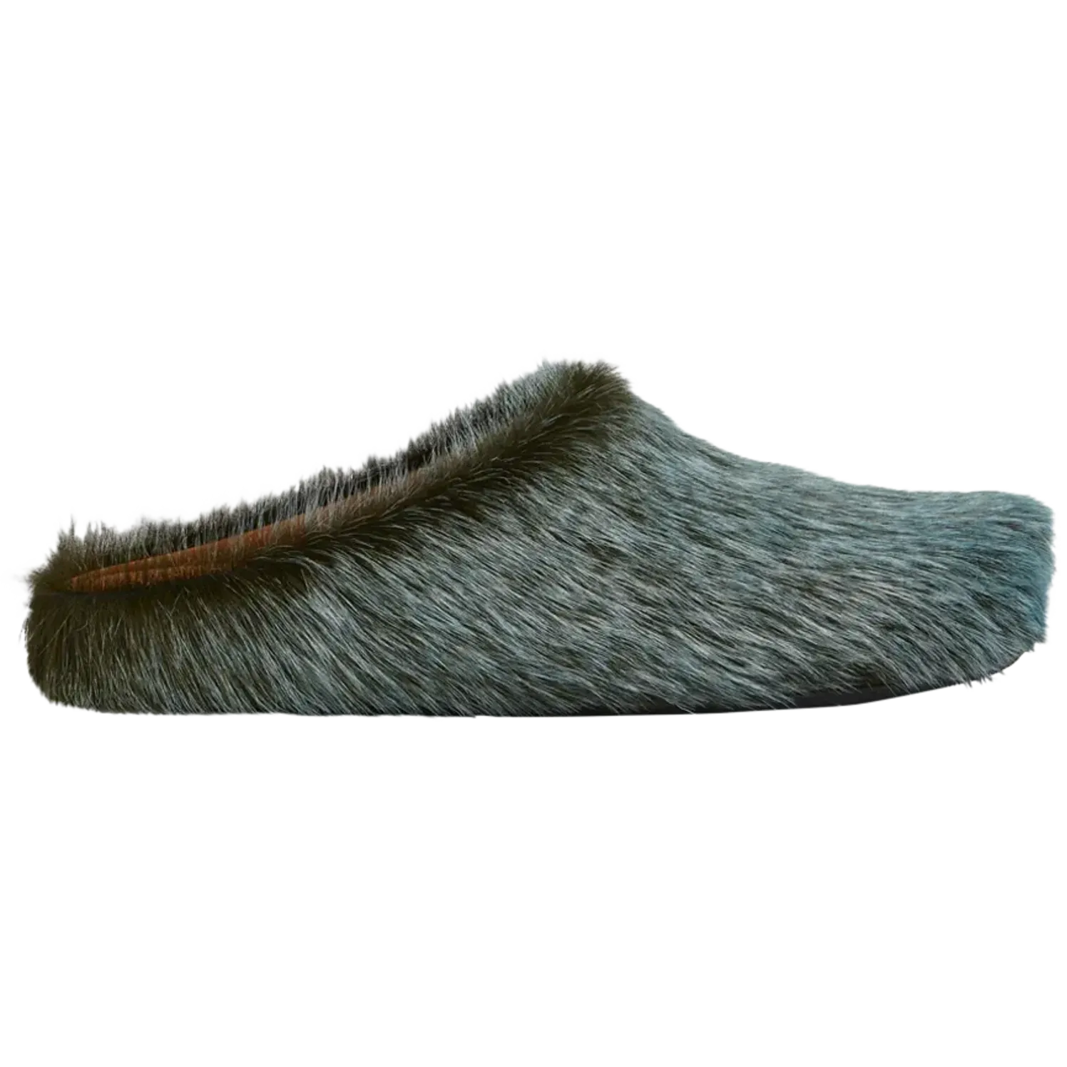 Marni Long Hair Calfskin Fussbett Sabot Mule Blue Sodalite