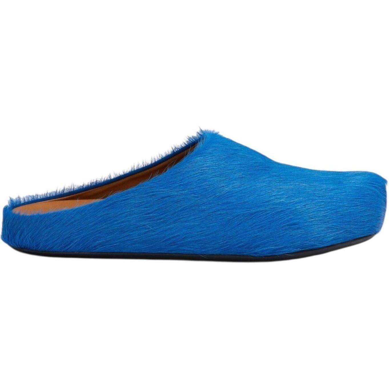 Marni Long Hair Calfskin Fussbett Sabot Mule Blue