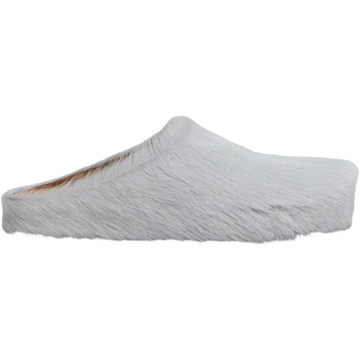 Marni Long Hair Calfskin Fussbett Sabot Mule Gray