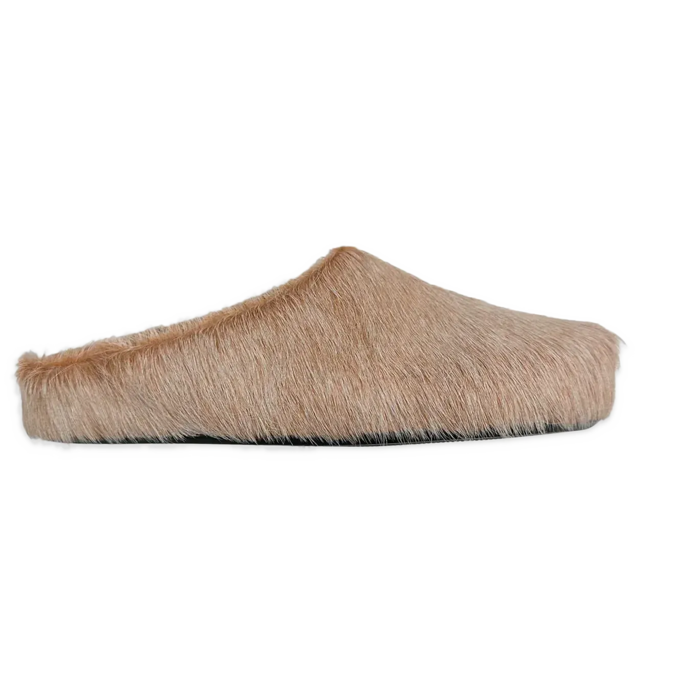 Marni Long Hair Calfskin Fussbett Sabot Mule Light Brown