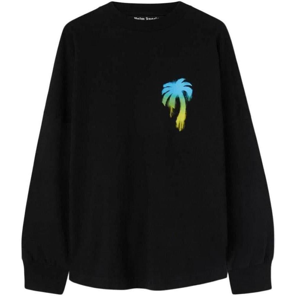 Palm Angels Sprayed Palm Logo Over Longsleeve T-shirt Black/Green