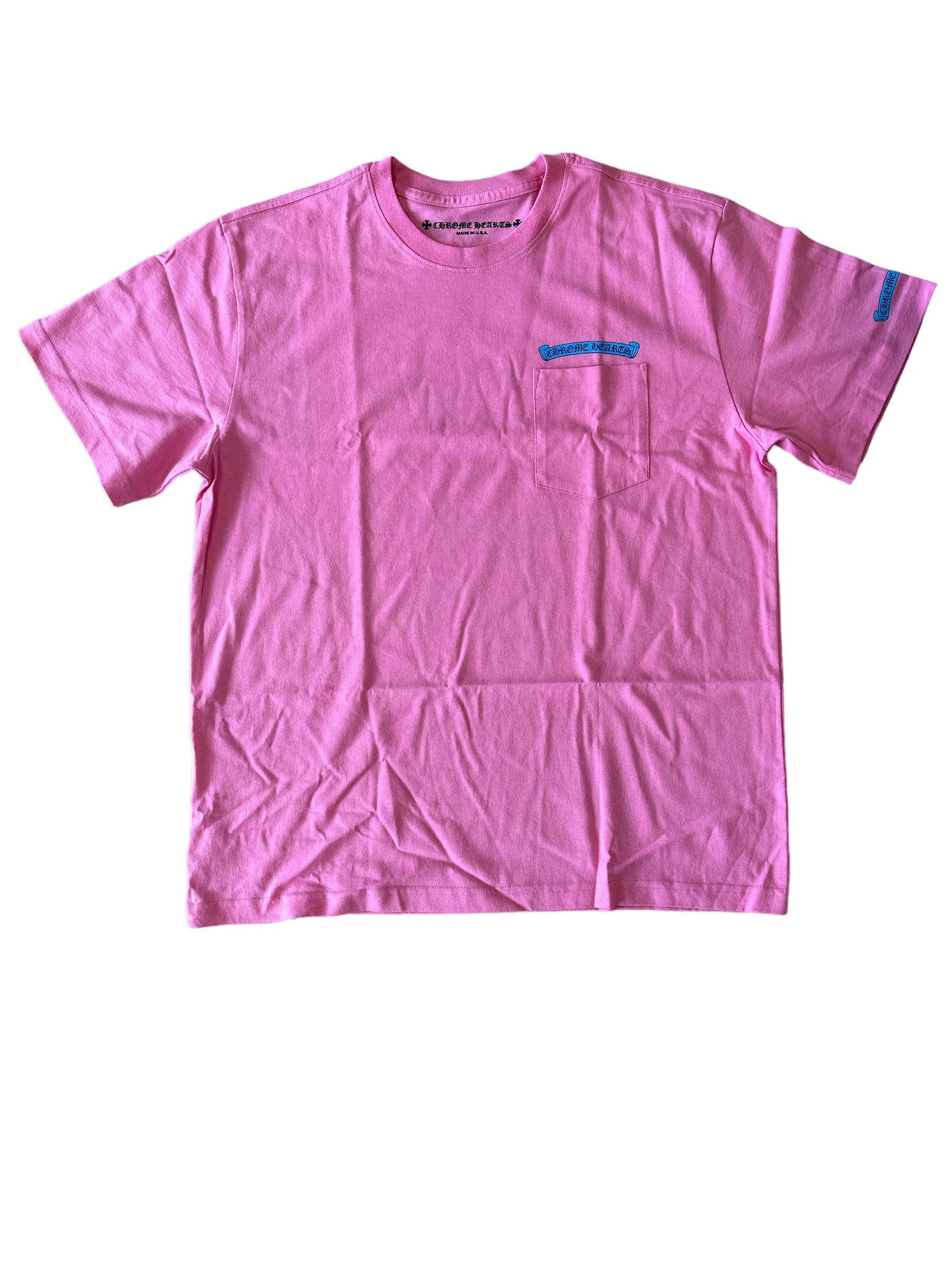 Chrome Hearts Shoulder Scroll Pocket T-Shirt Pink Blue