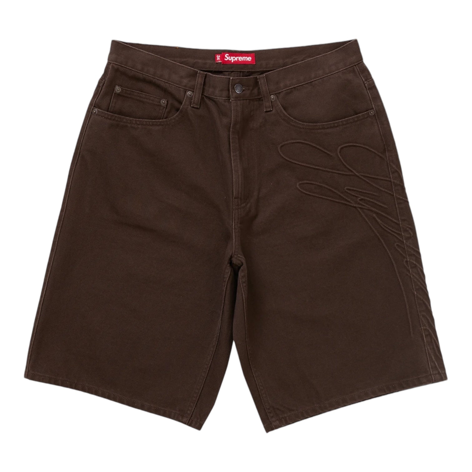 Supreme Script Baggy Denim Short Brown