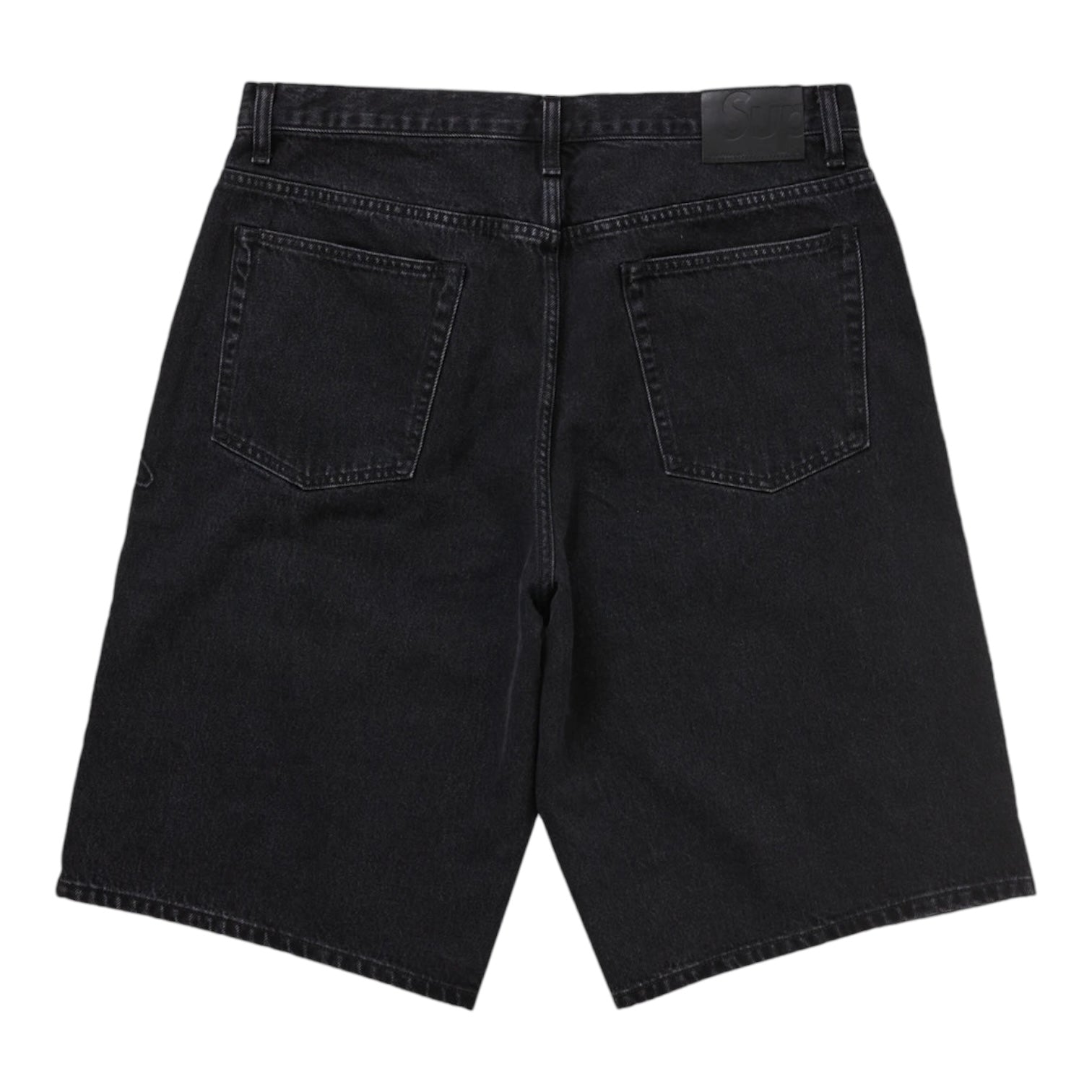 Supreme Script Baggy Denim Short Washed Black