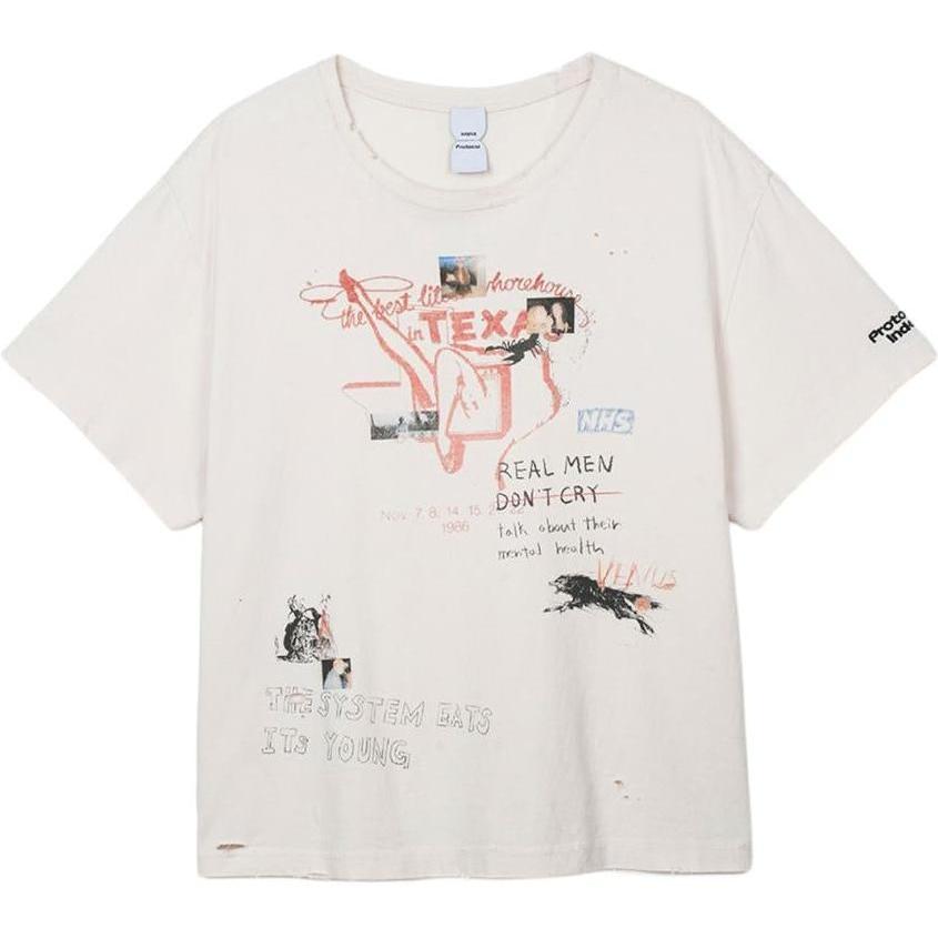 Protocol Index Hand Drawing Washed T-Shirt Cream