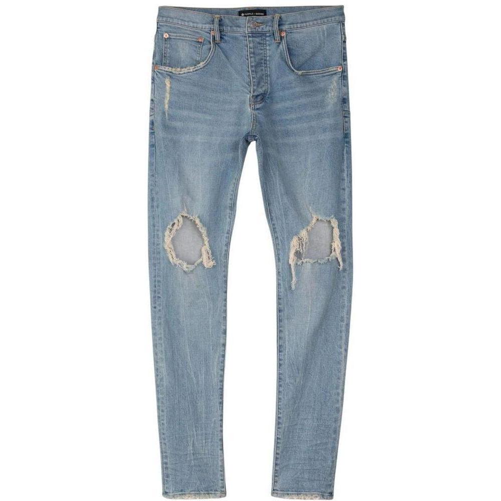 Purple Brand Drop Fit Midrise Tapered Leg Lt Indigo Jeans Indigo