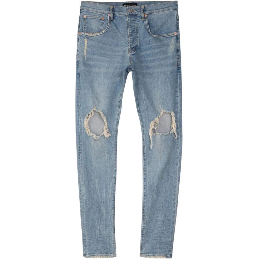 Purple Brand Drop Fit Midrise Tapered Leg Lt Indigo Jeans Indigo