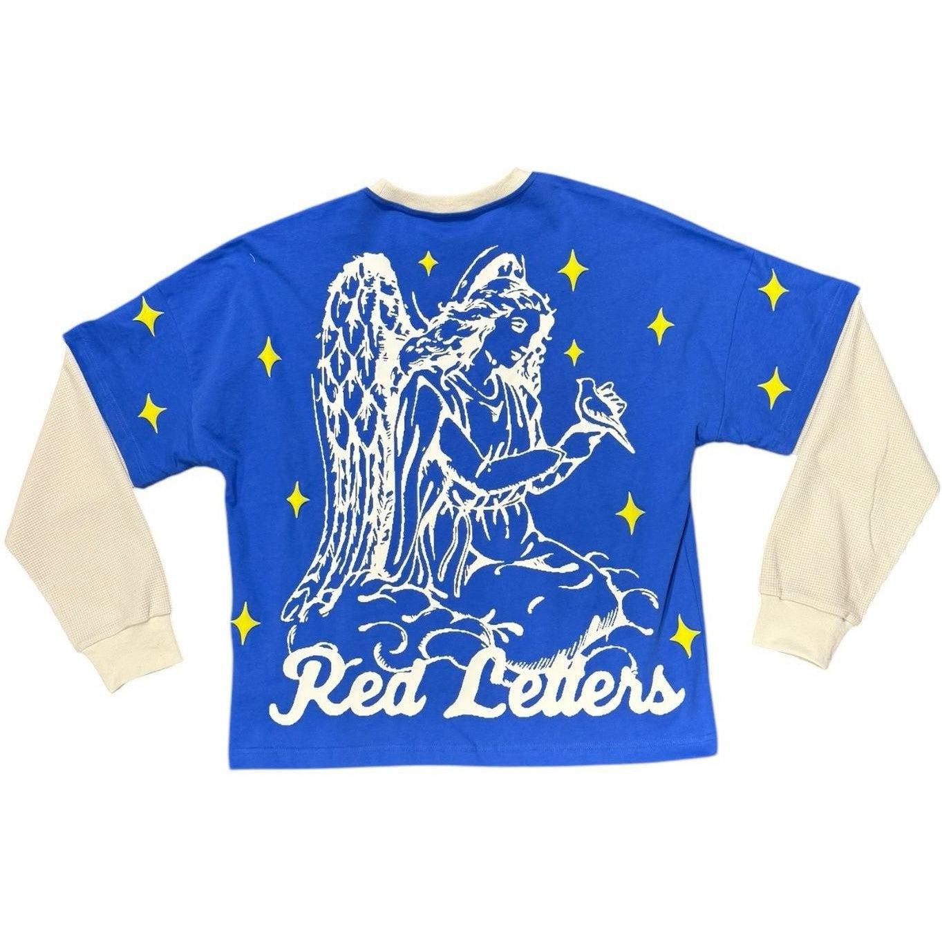 Red Letters Angels Dove Thermal T-Shirt Blue