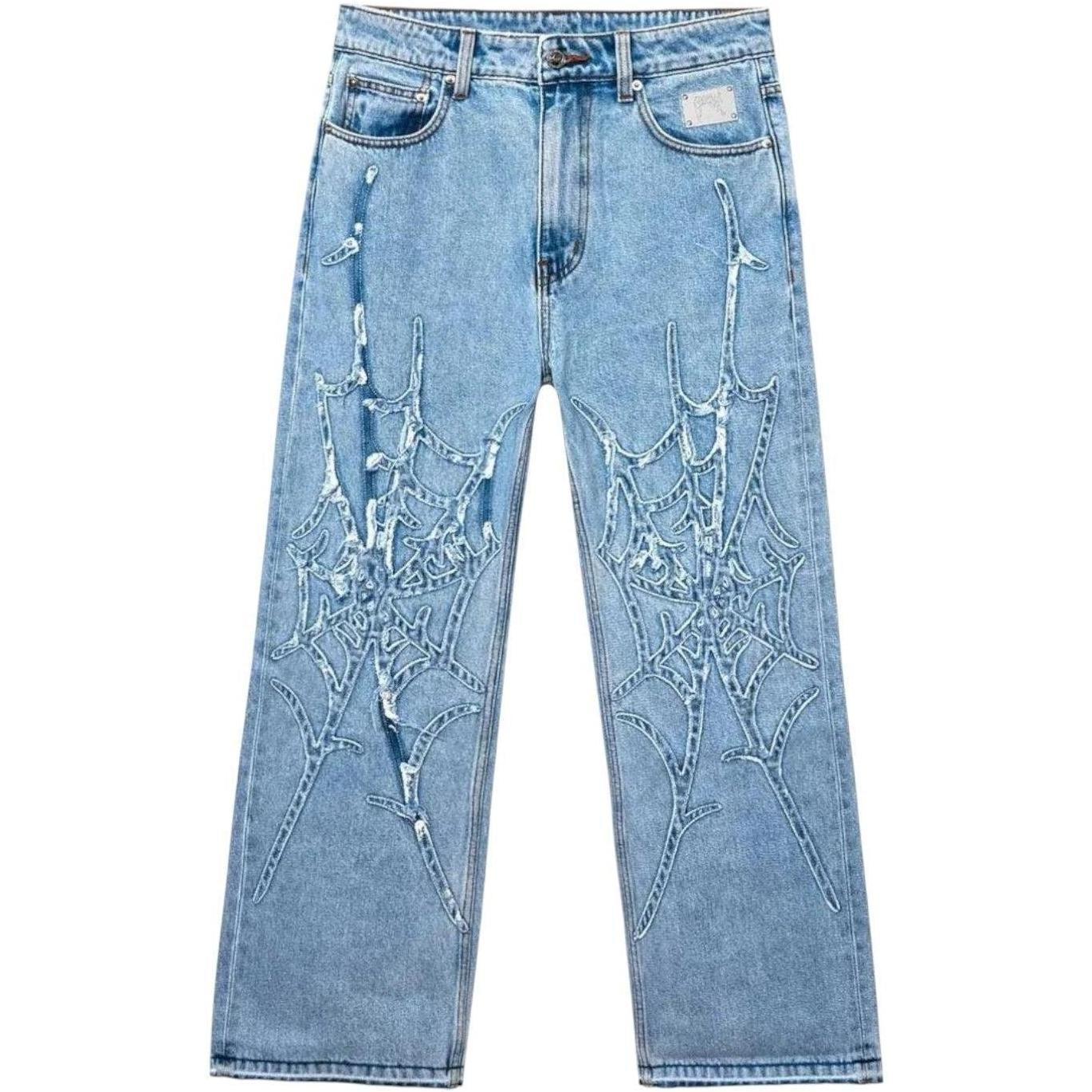 Revenge Spider Web Denim Jeans Indigo