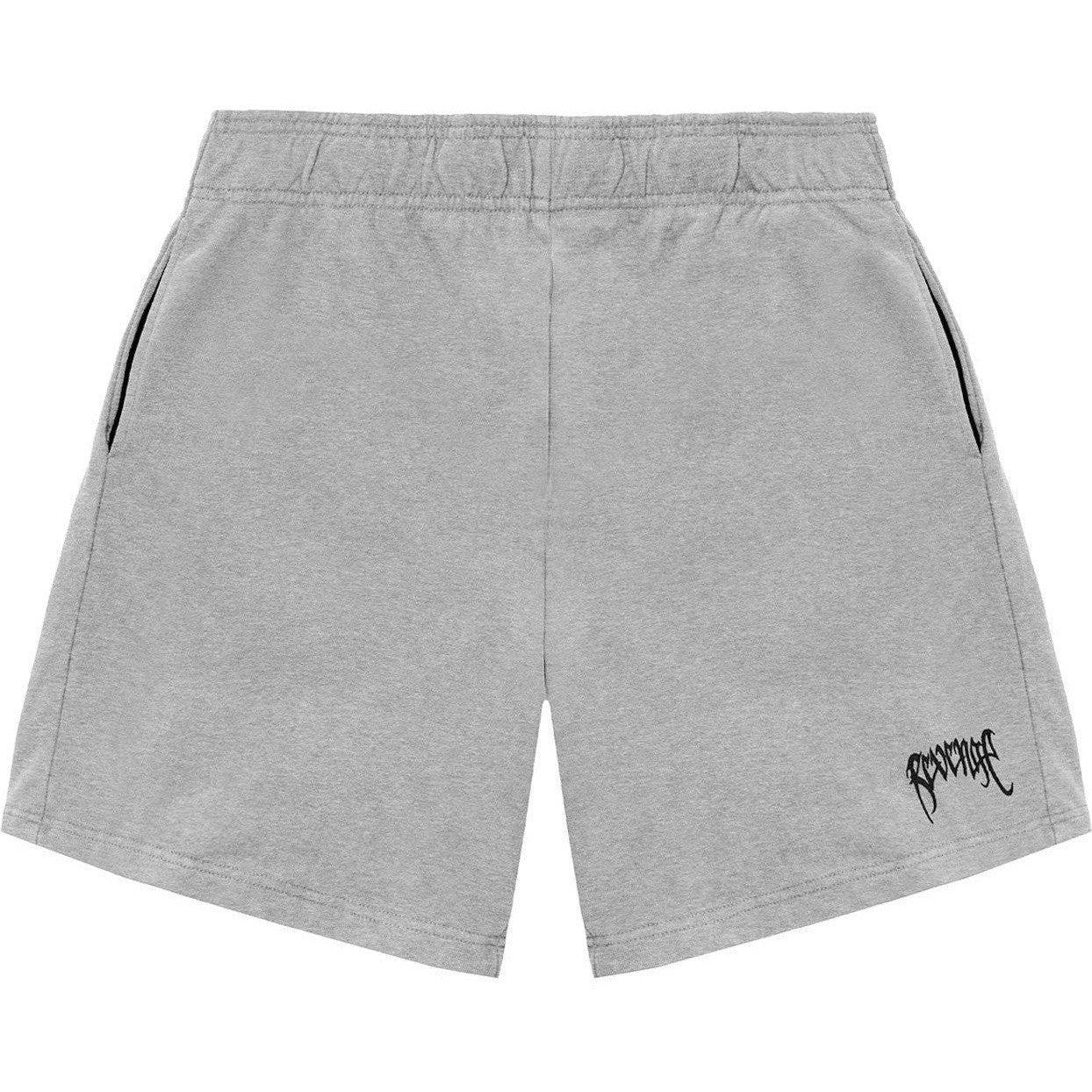 Revenge White Embroidered Basic Shorts Heather Grey