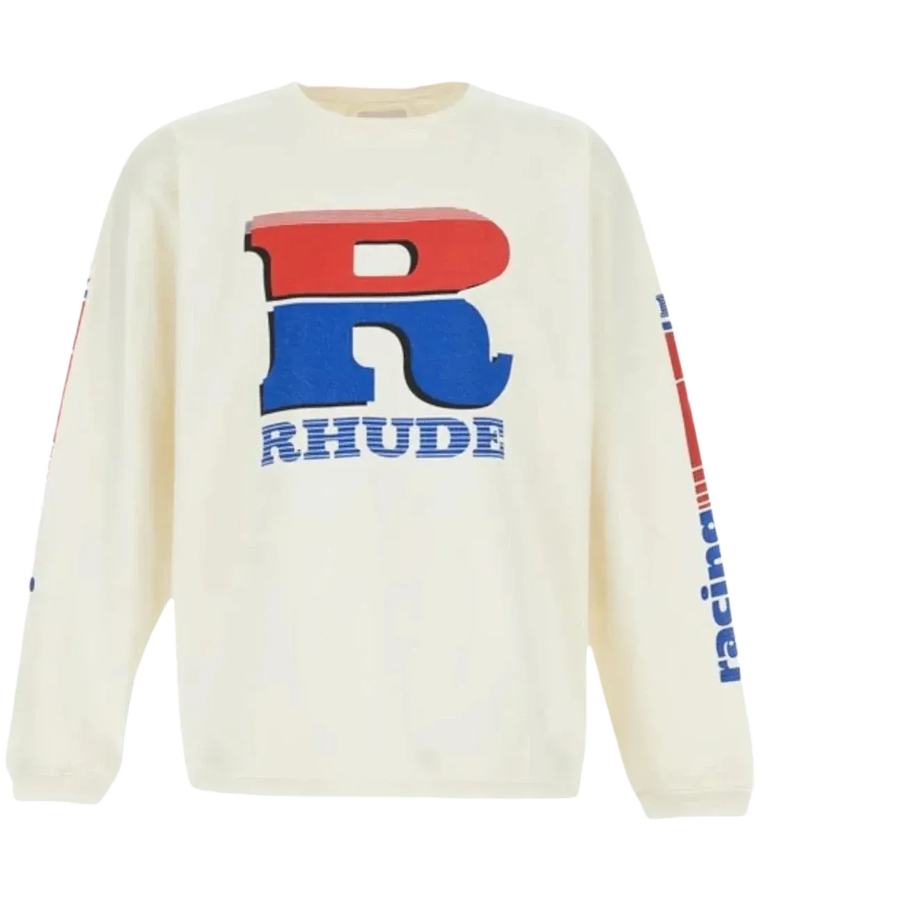 Rhude Split Petrol Logo Mesh L/S Tee Vintage White/Red