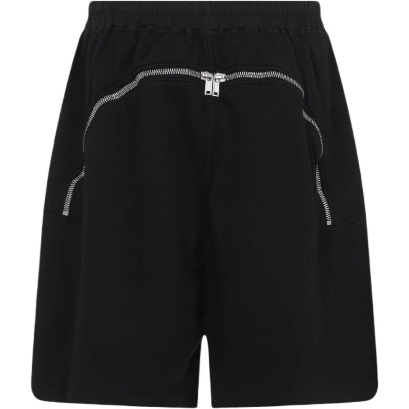 Rick Owens DRKSHDW Long Boxers Butt Zip Shorts Black Cotton Canvas