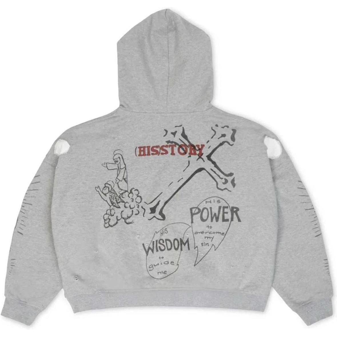Righteous 3:16 Distressed Hoodie Grey