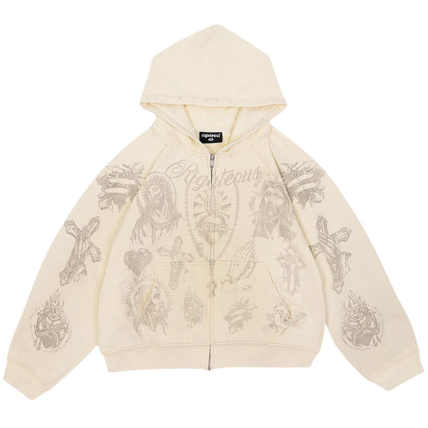 Righteous Tatted Believer Zip Up Cream