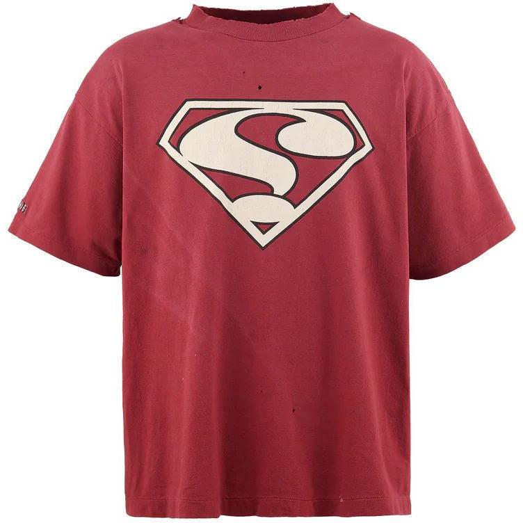 Saint Michael Damage Destruction T-Shirt Red