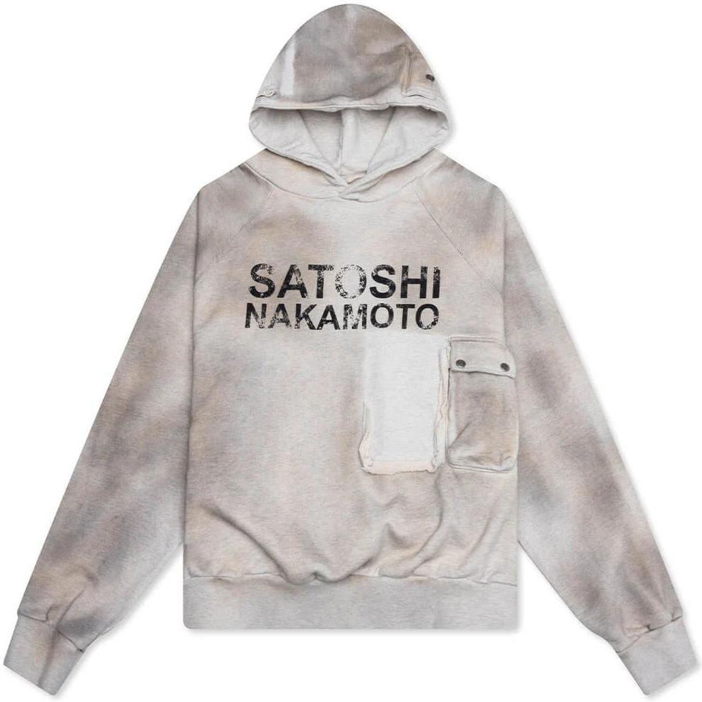 Satoshi Nakamoto Cargo Hoodie Dirty White