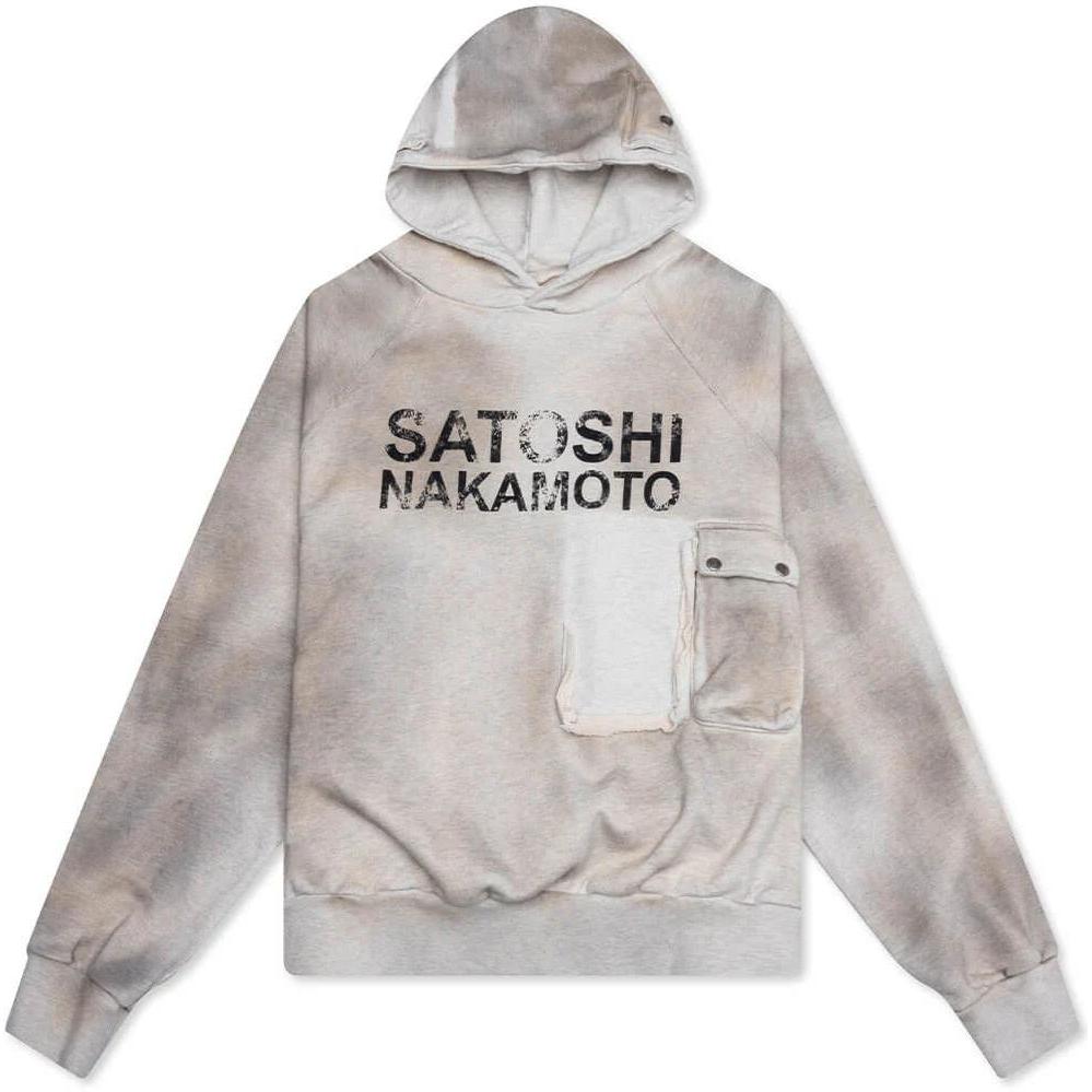 Satoshi Nakamoto Cargo Hoodie Dirty White