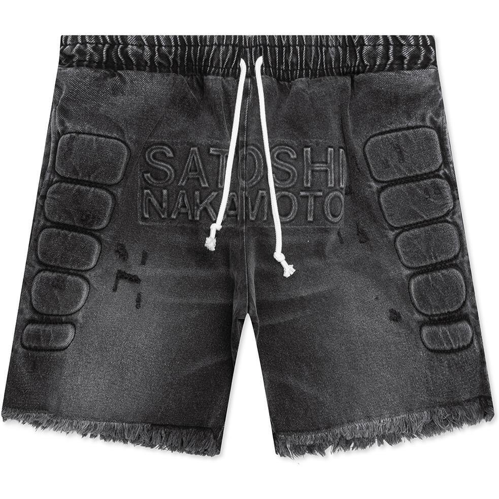 Satoshi Nakamoto Denim Moto Shorts Black