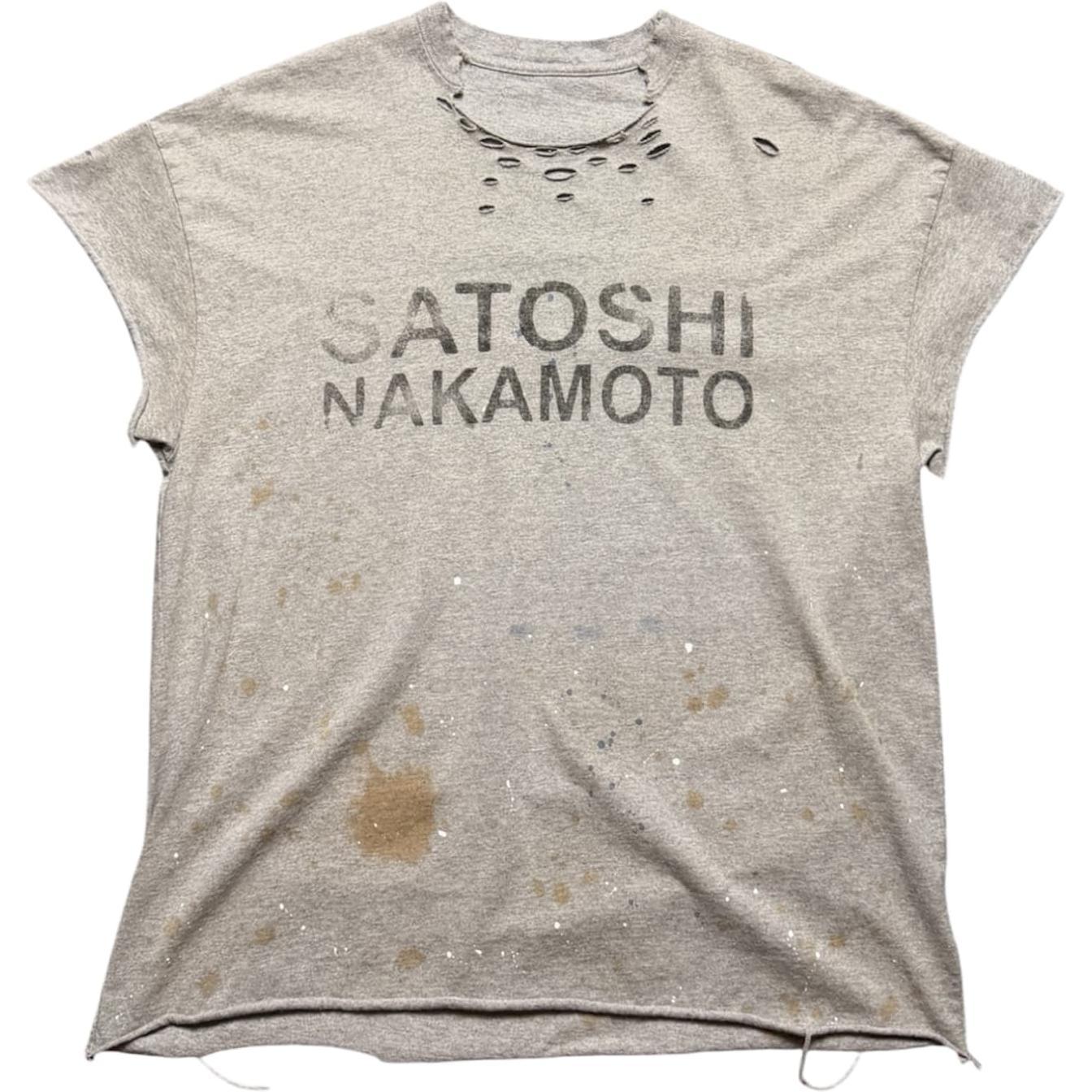Satoshi Nakamoto Distressed Sleeveless T-Shirt Grey