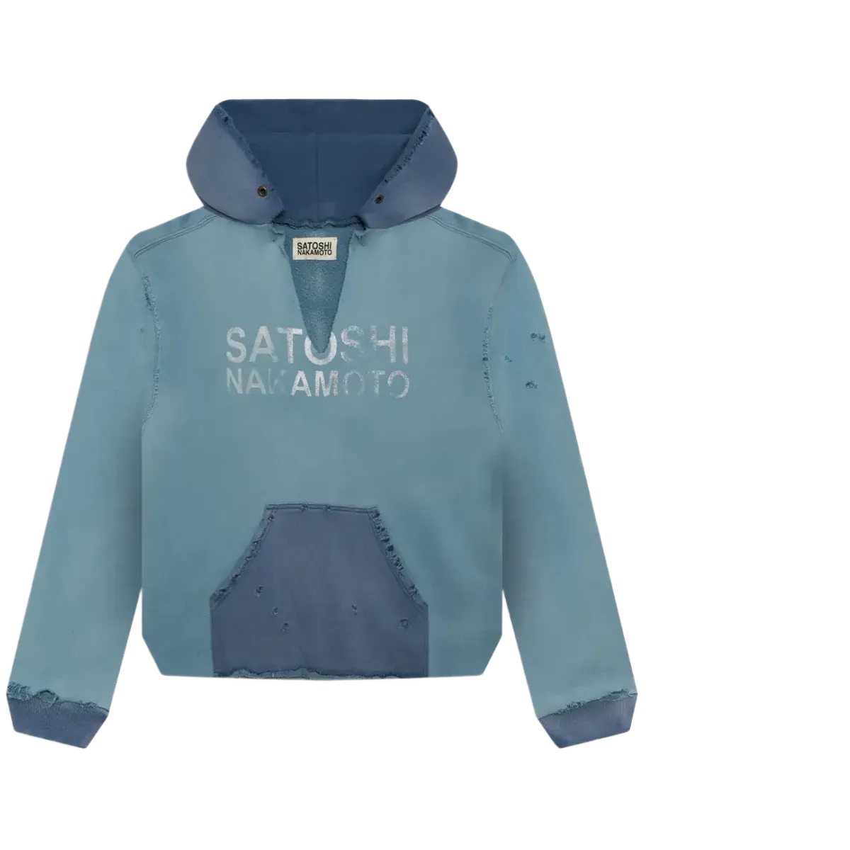 Satoshi Nakamoto Distressed V-Cut Hoodie