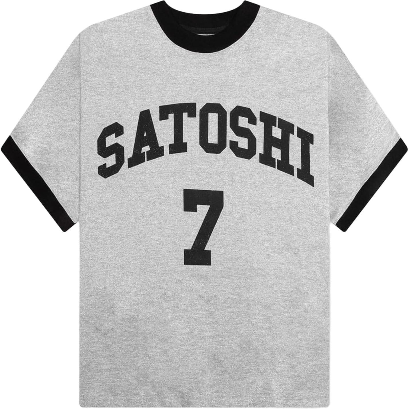 Satoshi Nakamoto Glitter Ringer 7 Tee Silver