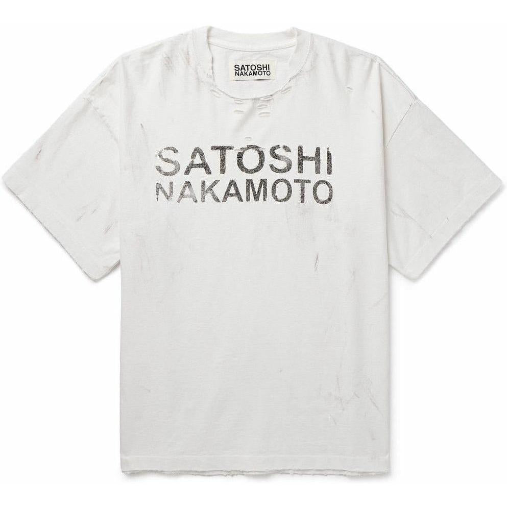 Satoshi Nakamoto Luke Distressed Logo Print Jersey T-Shirt