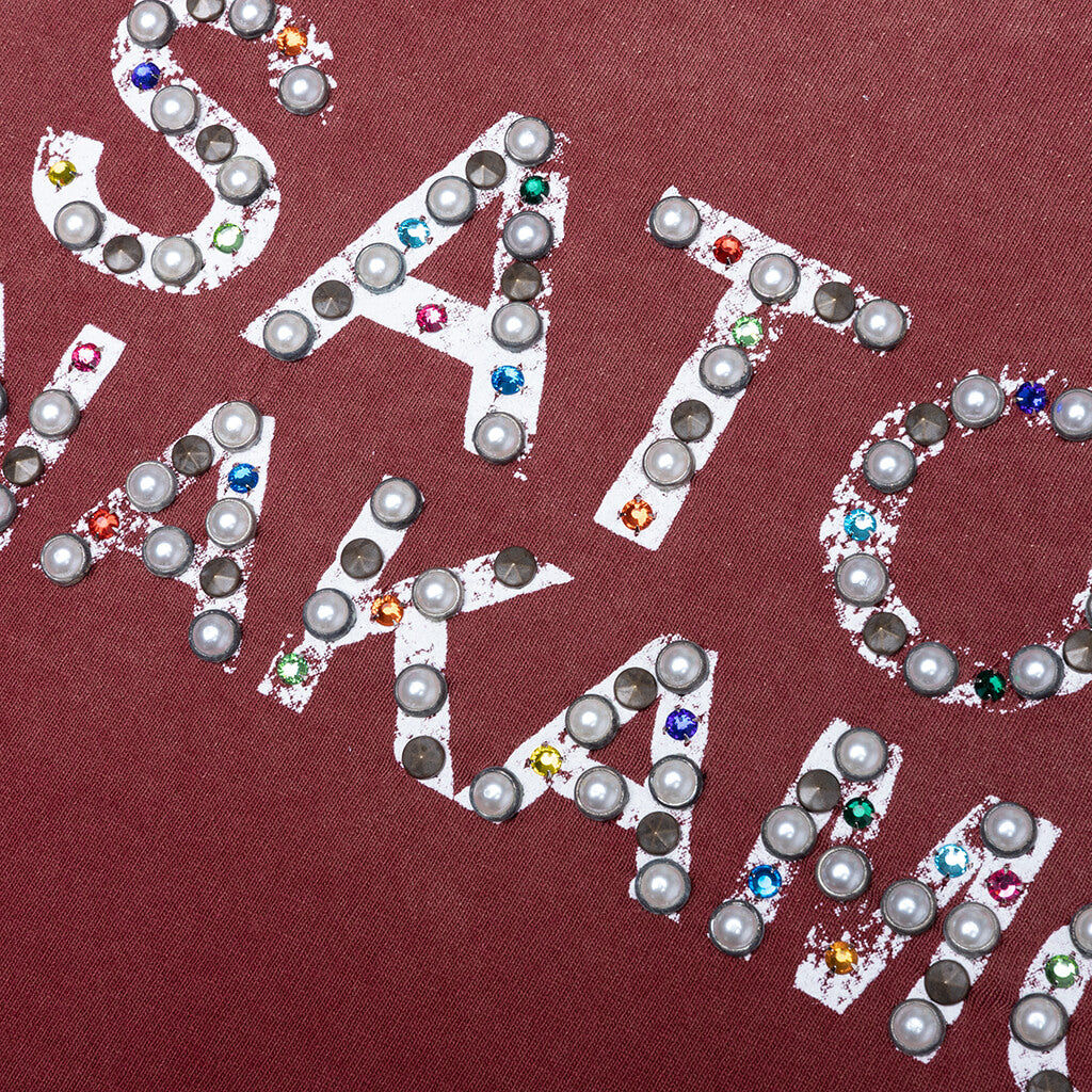 Satoshi Nakamoto Pearl Studded Logo Tee Burgundy