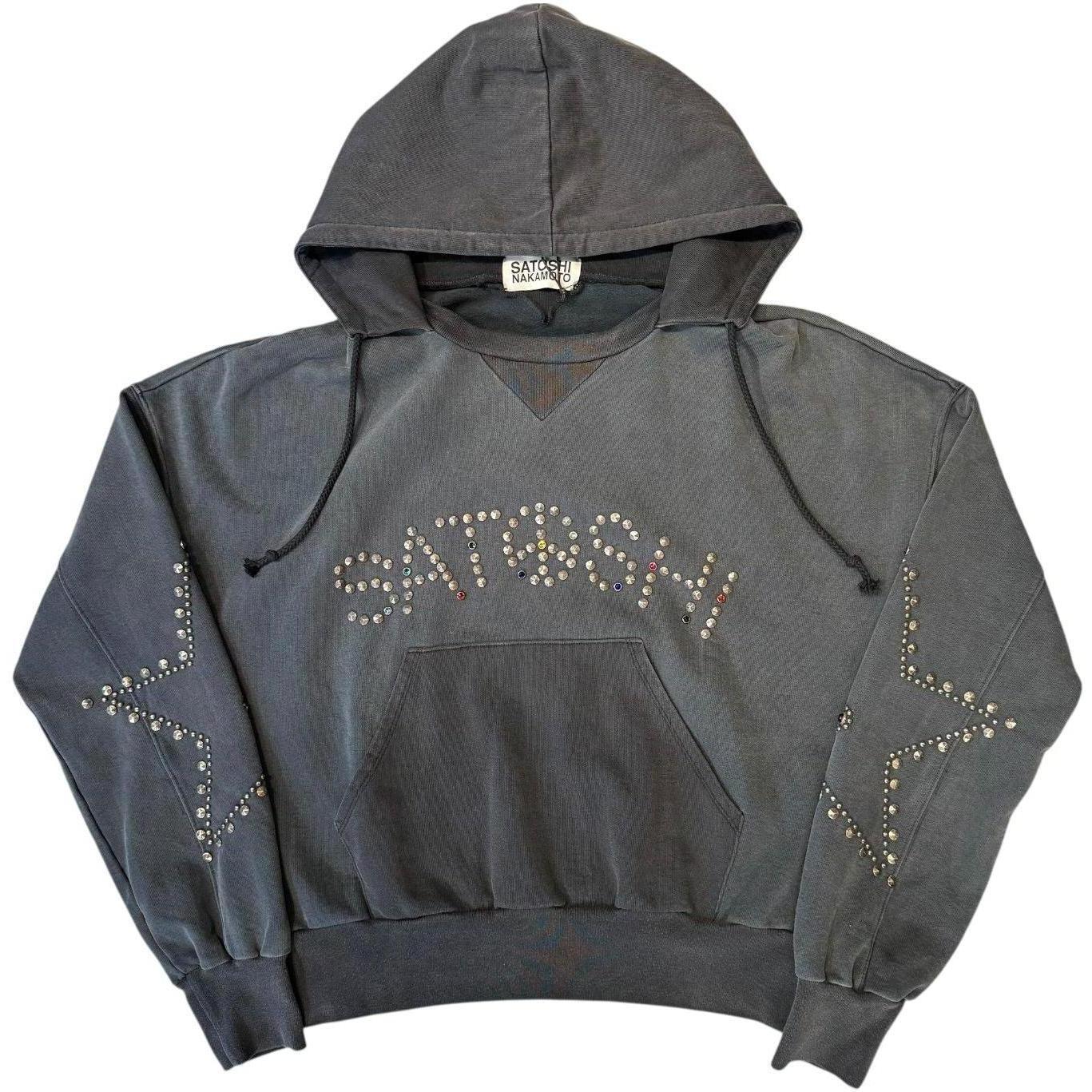 Satoshi Nakamoto Star Studded Hoodie Black Grey