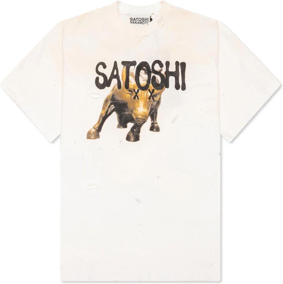 Satoshi Nakamoto Wall Street T-Shirt Dirty White