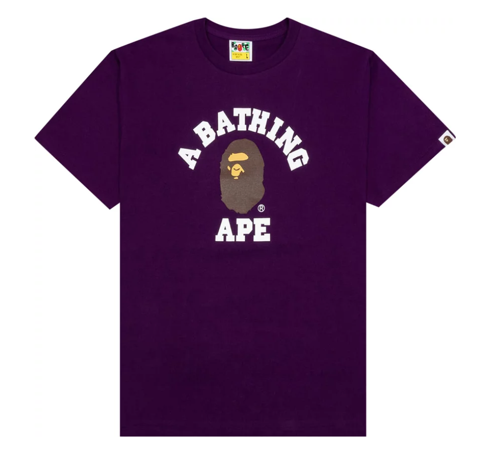 BAPE A Bathing Ape College T-Shirt Purple