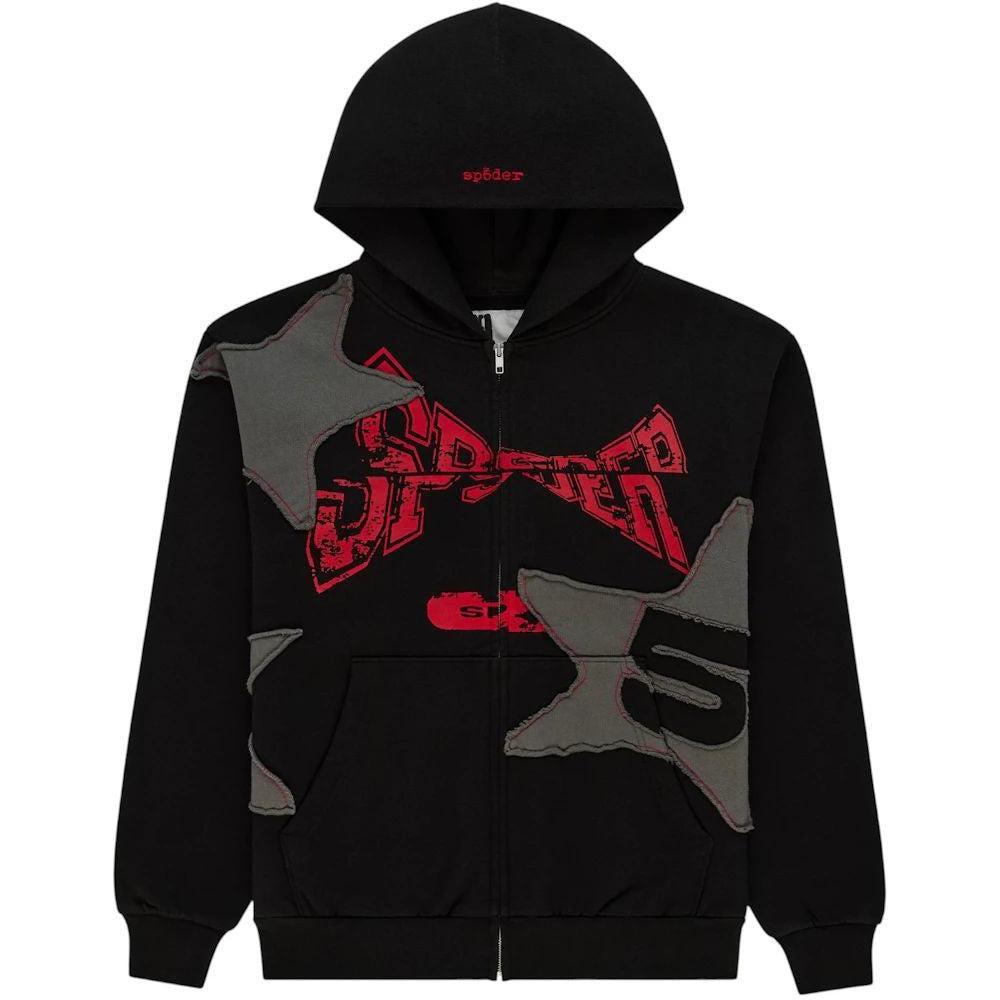 Sp5der Big Star Full Zip Hoodie Black