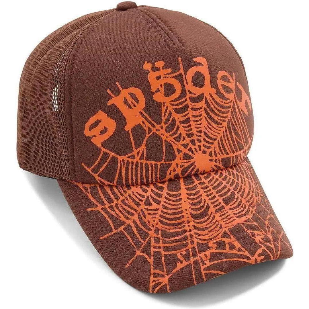 Sp5der OG Web Trucker Hat Brown Orange