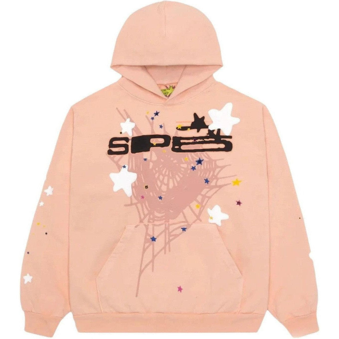 Sp5der Worldwide Web Hoodie Peach Bellini