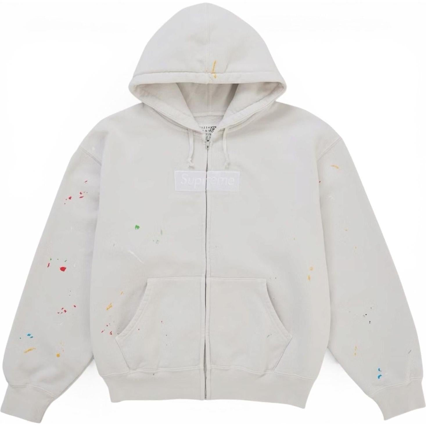 Supreme MM6 Maison Margiela Box Logo Zip Up Hooded Sweatshirt White
