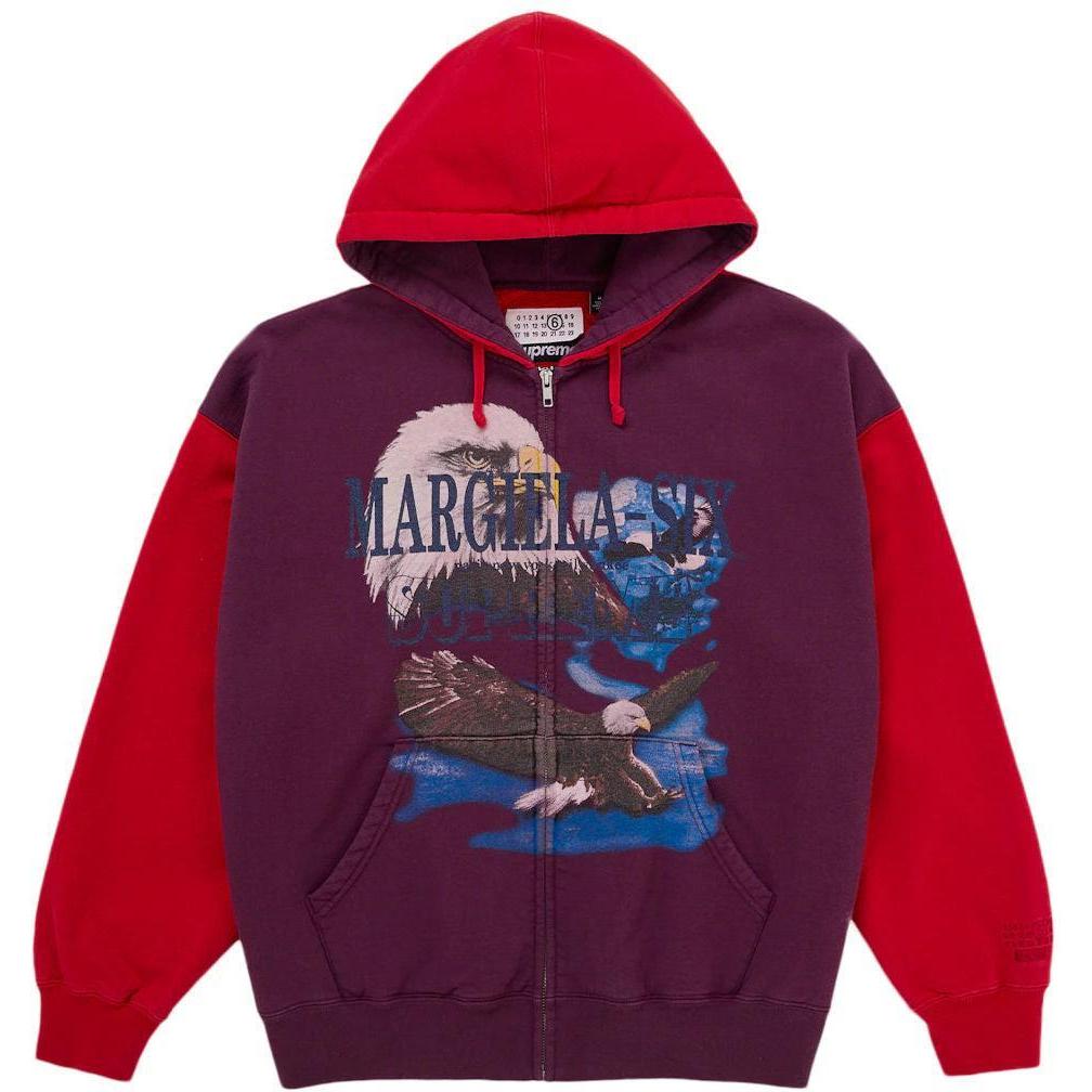 Supreme MM6 Maison Margiela Eagle Zip Up Hooded Sweatshirt Red