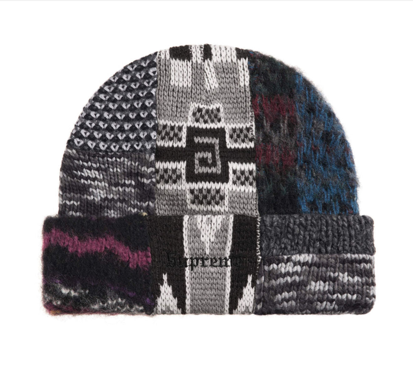 Supreme Patchwork Beanie Grey