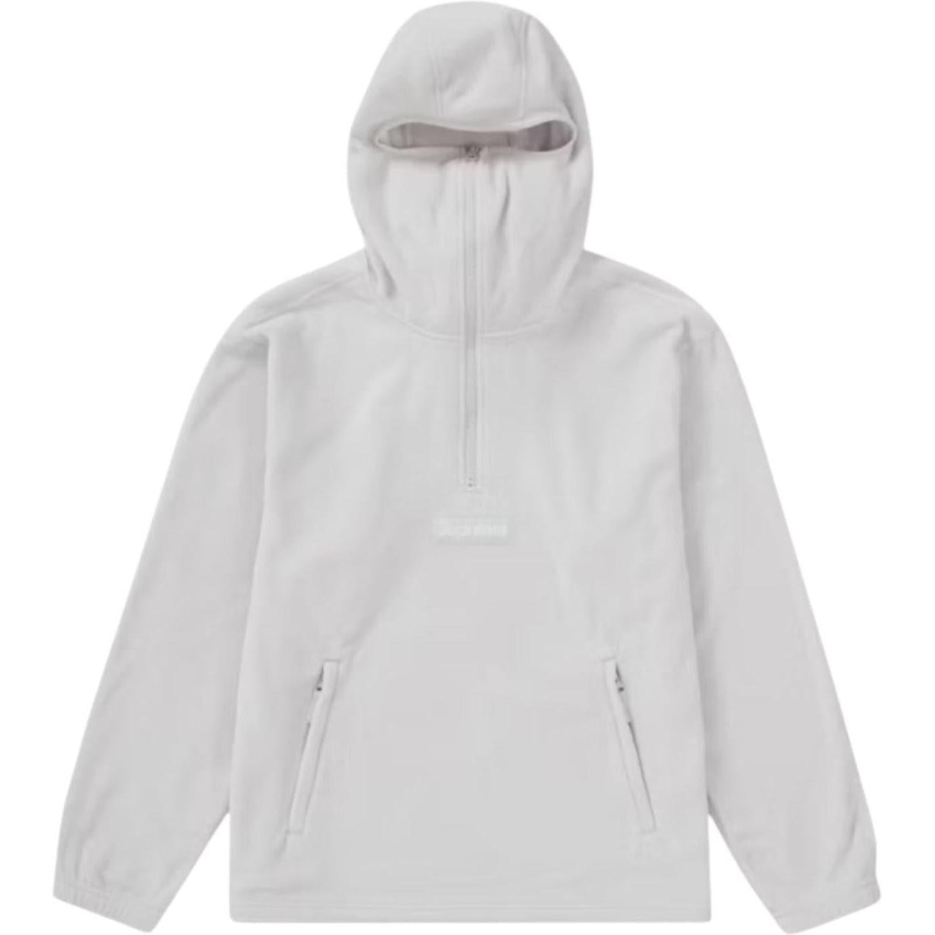 Supreme Polartec Facemask Half Zip Hooded Sweatshirt Light Grey