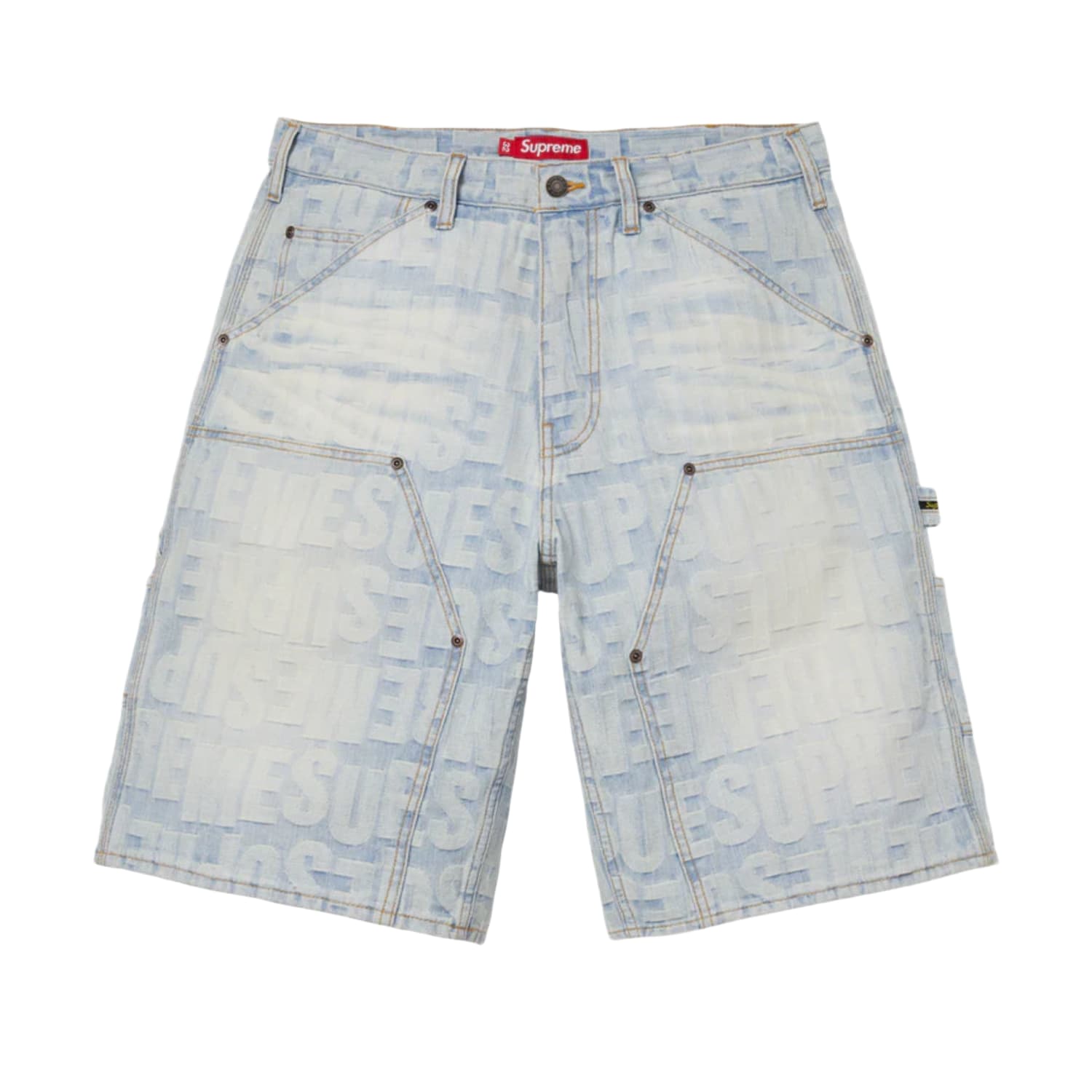 Supreme Repeat Jacquard Double Knee Denim Short Light Washed Indigo -
