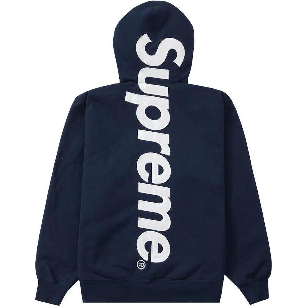 Supreme Satin Appliqué Hooded Sweatshirt Navy