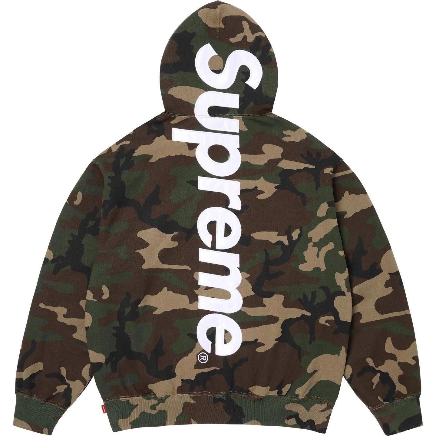 Supreme Satin Applique Hooded Sweatshirt (SS26) Woodland Camo