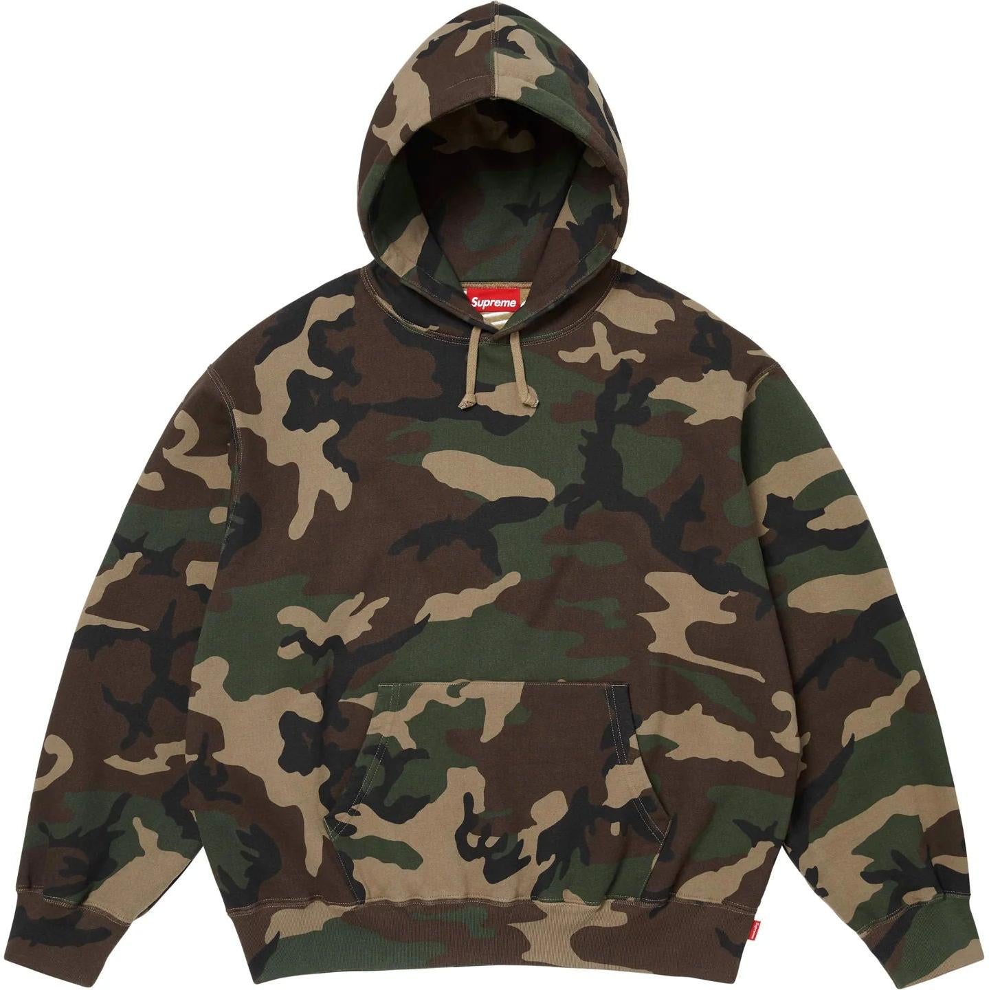 Supreme Satin Applique Hooded Sweatshirt (SS26) Woodland Camo