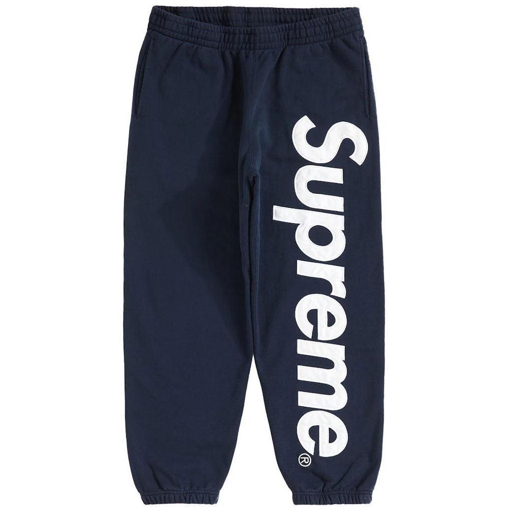 Supreme Satin Appliqué Sweatpant Navy