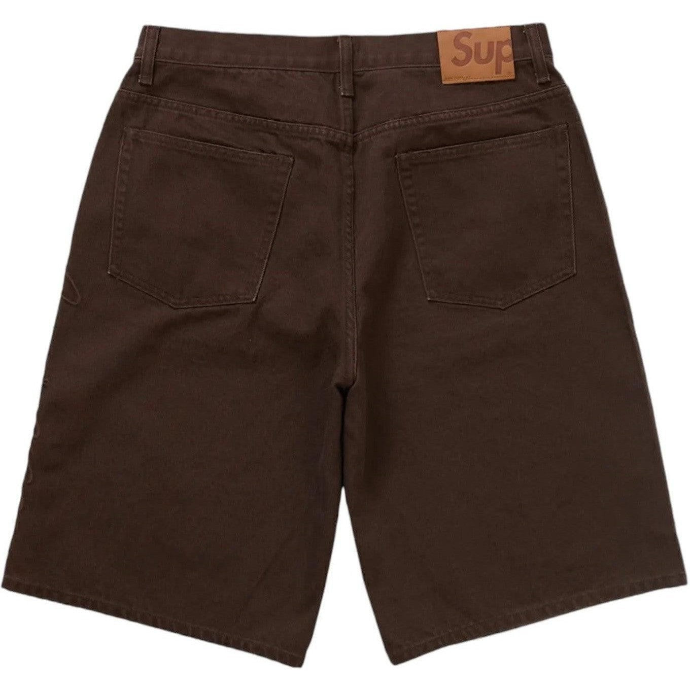 Supreme Script Baggy Denim Short Brown