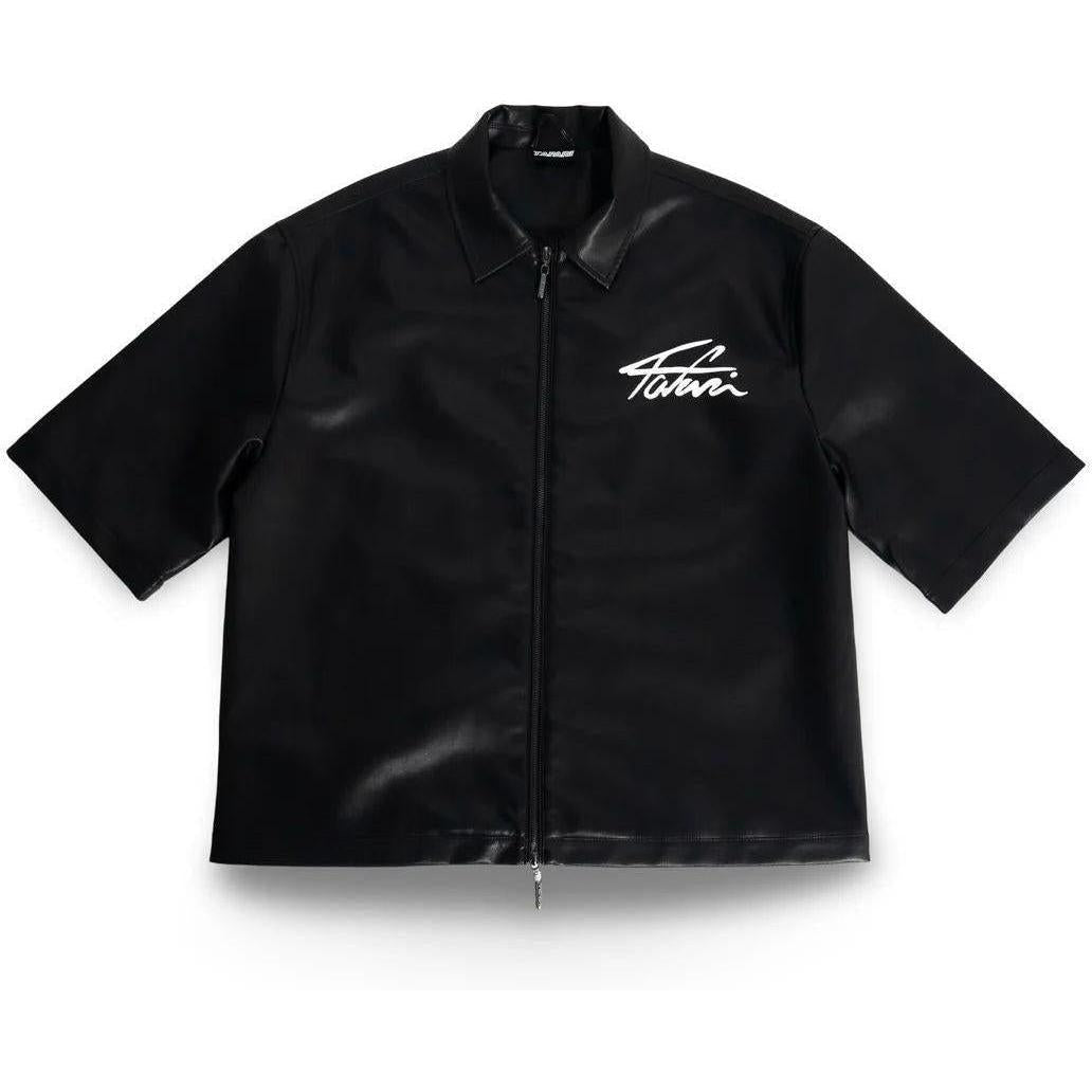 Tafari Leather Zip Shirt Black