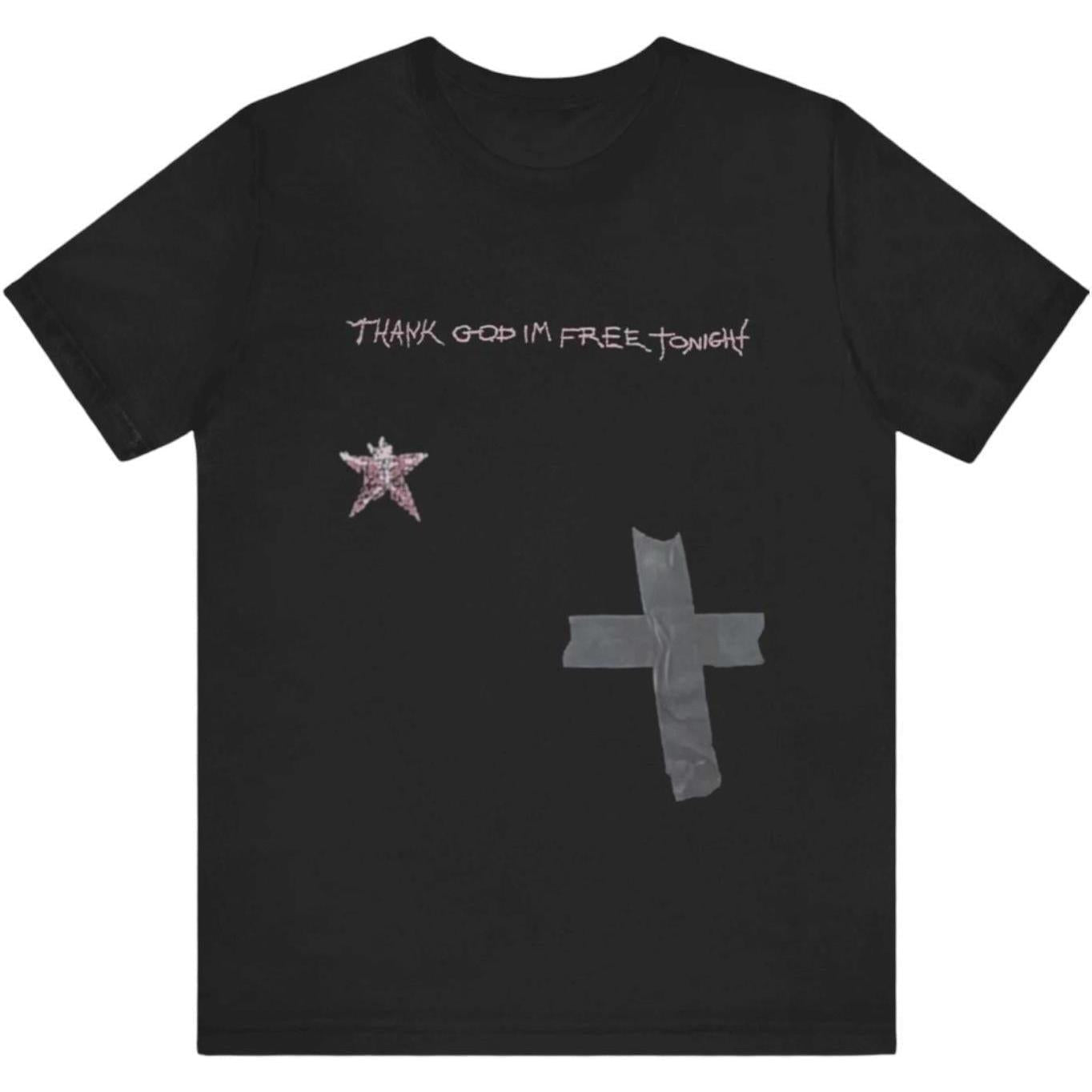 Travis Scott Metlife Thank God I'm Free Tonight T-Shirt Black