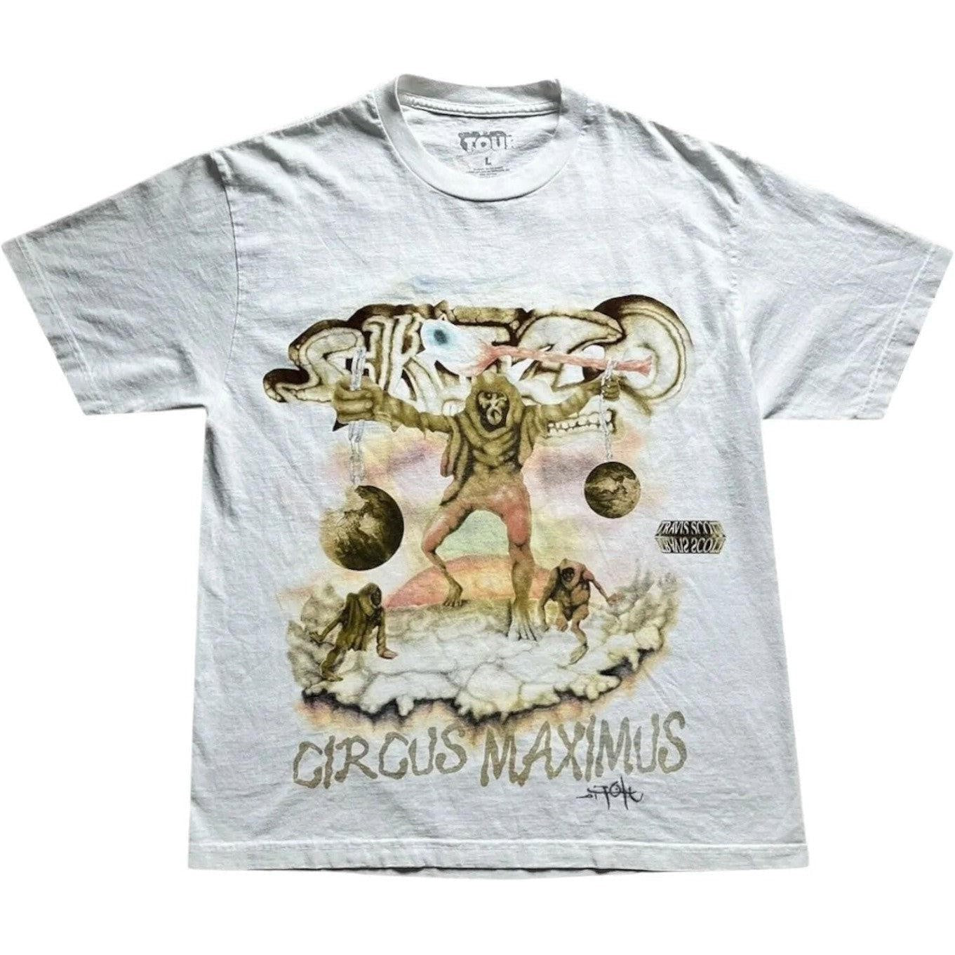 Travis Scott Utopia Tour Skitzo Circus Maximus Tee White